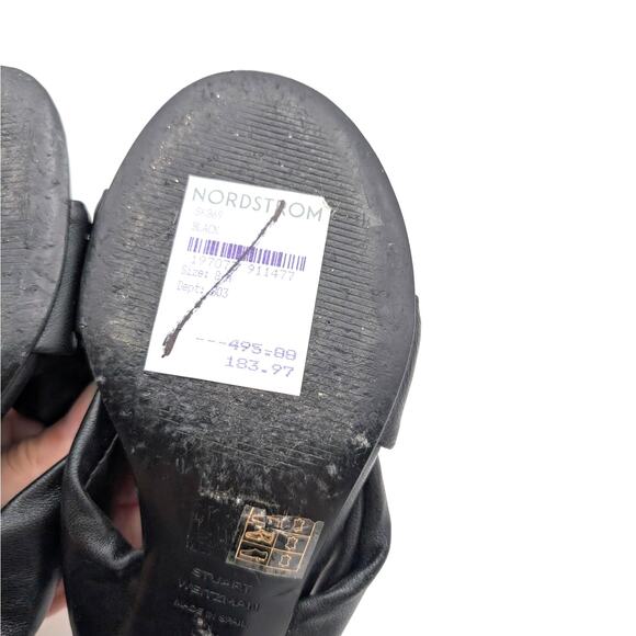 Stuart Weitzman Cece Block Heel Sandal Women's Open Toe Black Size US8B EU38.5 - Picture 12 of 14